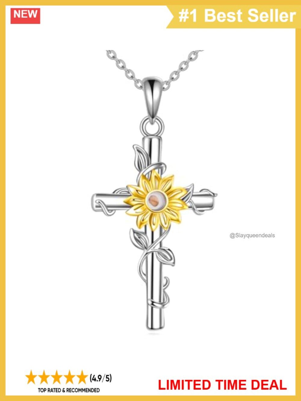 925 Sterling Silver Cross Necklace Mustard Seed Pendant Christian